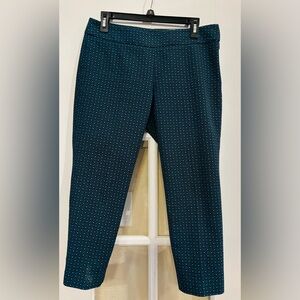 Women’s dress pant, Loft Petite 6P, turquoise and black diamond design